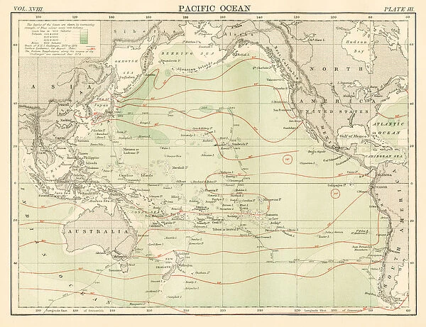 Pacific ocean map 1885