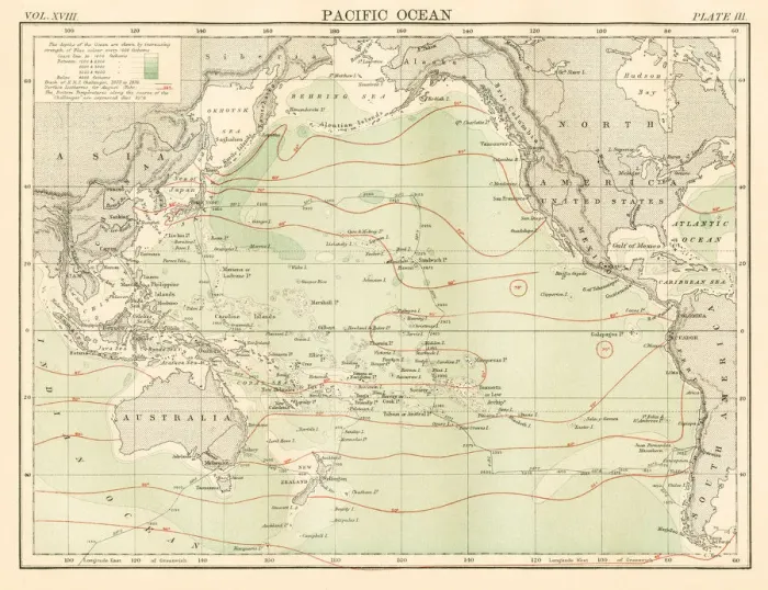 Framed Print : Pacific ocean map 1885 Framed Print : Pacific ocean map 1885