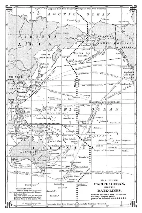 Framed Print : Pacific ocean map showing date lines Framed Print : Pacific ocean map showing date lines