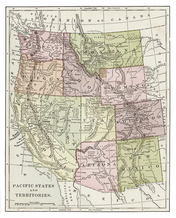 Framed Print : Pacific states 1889 Framed Print : Pacific states 1889