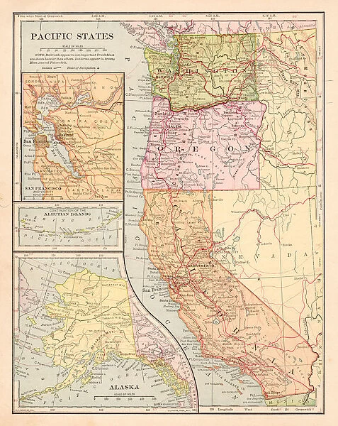 Pacific states map 1898