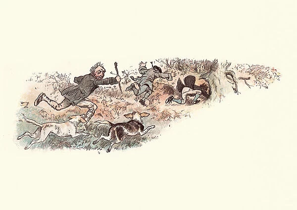 Pack of Dogs chasing a group of robbers