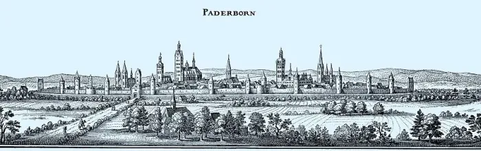 Framed Print : Paderborn in the Middle Ages, North Rhine-Westphalia, Germany, Historical, digital reproduction of an original from the 19th century, original date unknown Framed Print : Paderborn in the Middle Ages, North Rhine-Westphalia, Germany, Historical, digital reproduction of an original from the 19th century, original date unknown