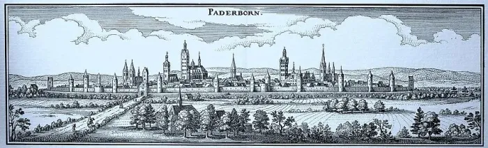 Framed Print : Paderborn in the Middle Ages, North Rhine-Westphalia, Germany, Historical, digital reproduction of an original from the 19th century, original date unknown Framed Print : Paderborn in the Middle Ages, North Rhine-Westphalia, Germany, Historical, digital reproduction of an original from the 19th century, original date unknown
