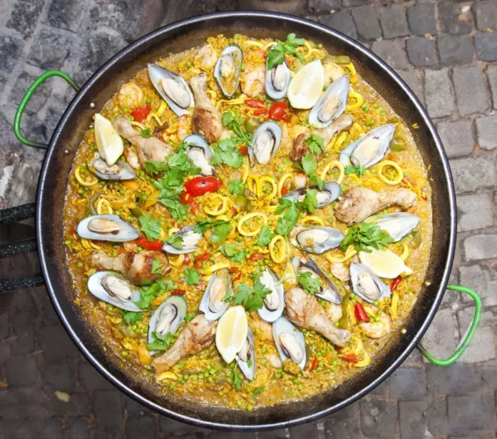 Framed Print : Paella, a Spanish rice dish with seafood and chicken, series, no. 7 Framed Print : Paella, a Spanish rice dish with seafood and chicken, series, no. 7