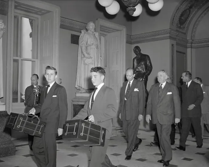 Framed Print : Page Boys and White House Officials with Electoral Ballots Framed Print : Page Boys and White House Officials with Electoral Ballots