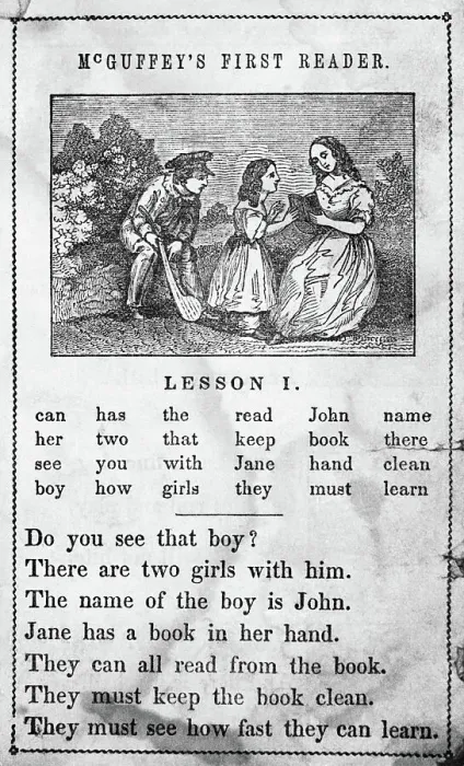 Framed Print : Page from McGuffey's First Reader