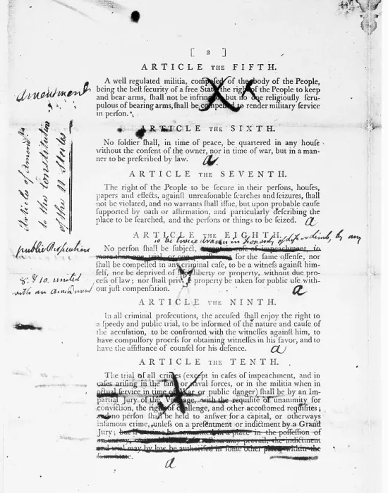Framed Print : Page Two of Bill of Rights Framed Print : Page Two of Bill of Rights