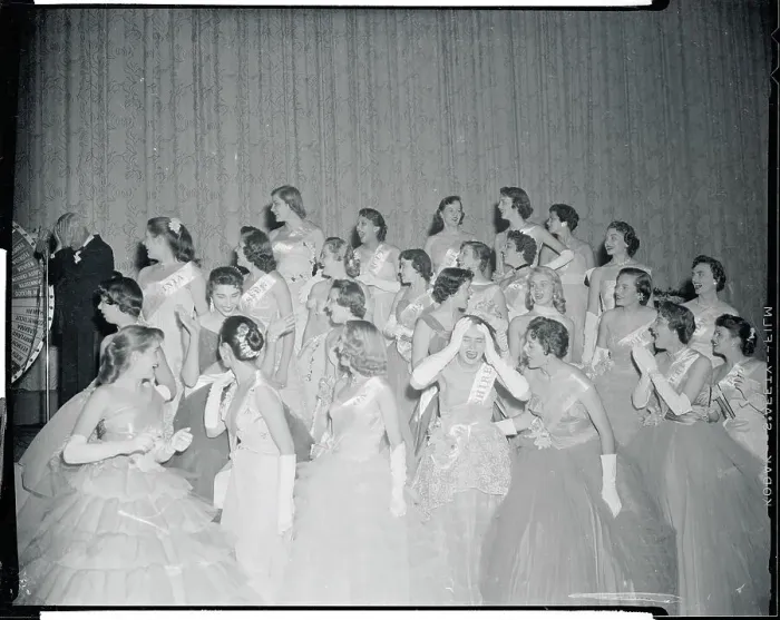 Framed Print : Pageant Contestants Watching a Carnival Wheel Framed Print : Pageant Contestants Watching a Carnival Wheel
