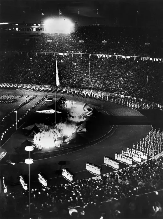 Framed Print : Pageant marks Opening Night of the Berlin Olympics Framed Print : Pageant marks Opening Night of the Berlin Olympics