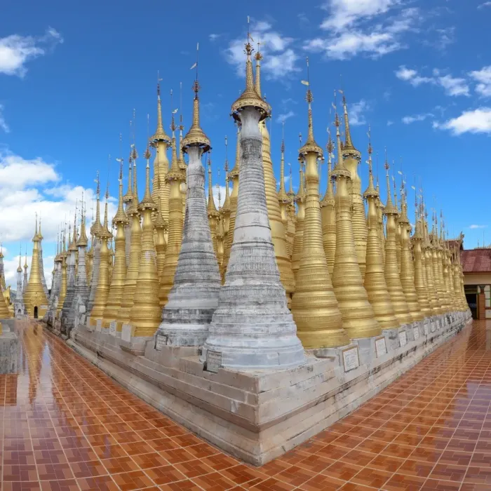 Framed Print : Pagoda in Shwe inn tain at inle lake, myanmar Framed Print : Pagoda in Shwe inn tain at inle lake, myanmar
