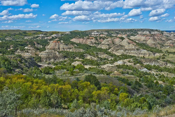 Painted Canyon Overlook, South Unit, Theodore Roosevelt National Park, Medora, North Dakota, USA