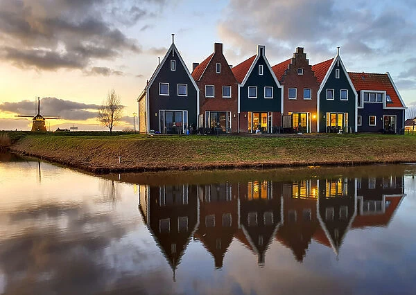 The painted houses of Volendam marina, the Netherlands