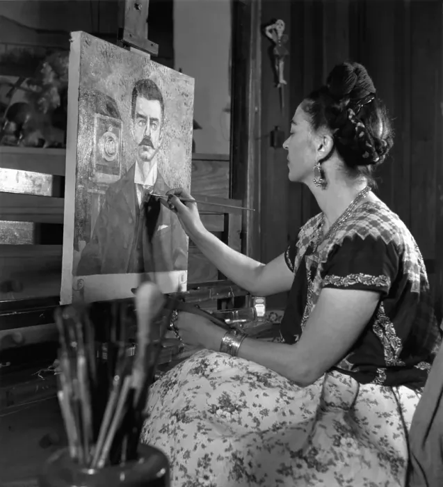 Framed Print : Painting. View of Mexican artist Frida Kahlo Framed Print : Painting. View of Mexican artist Frida Kahlo