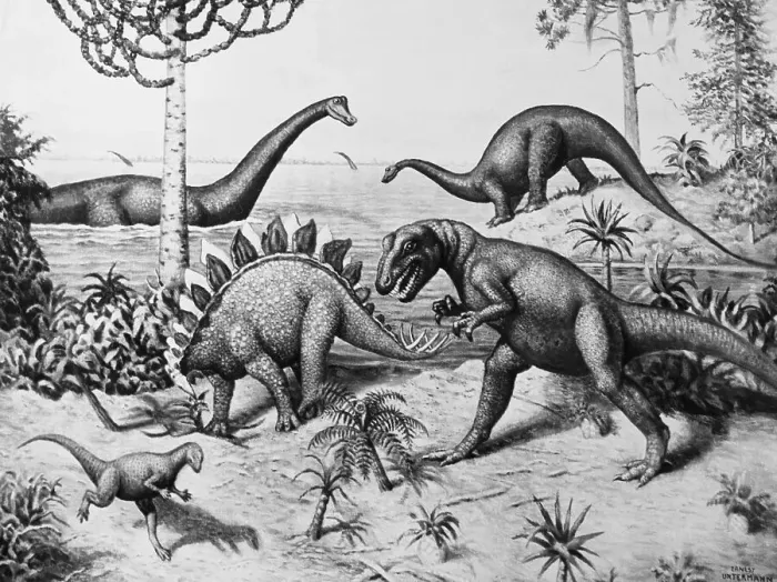 Framed Print : Painting of Dinosaurs by Ernest Untermann Framed Print : Painting of Dinosaurs by Ernest Untermann