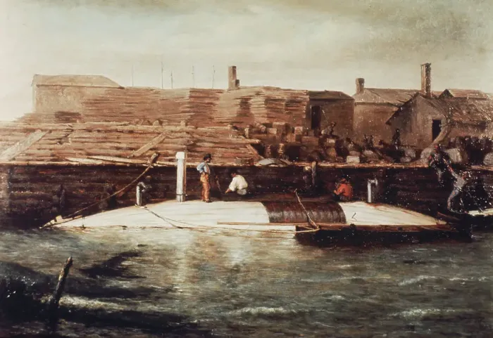 Framed Print : Painting of a Docked Confederate Torpedo Boat Framed Print : Painting of a Docked Confederate Torpedo Boat