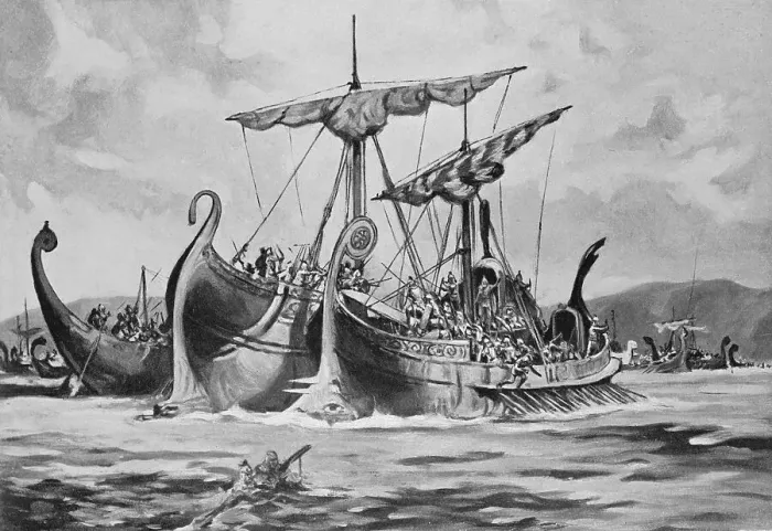 Framed Print : Painting of Duilius Defeating the Carthaginians Near Mylae Framed Print : Painting of Duilius Defeating the Carthaginians Near Mylae