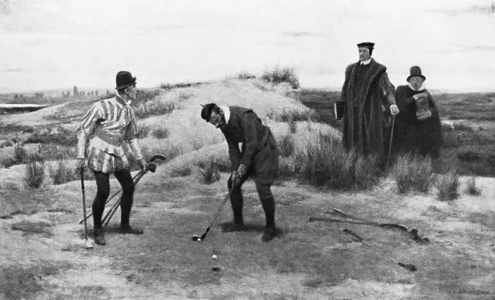 Framed Print : Painting Of Golfers Discovered By Pastor Framed Print : Painting Of Golfers Discovered By Pastor