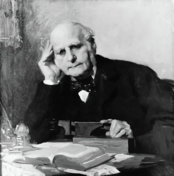 Framed Print : Painting of Scientist Sir Francis Galton at Work Framed Print : Painting of Scientist Sir Francis Galton at Work