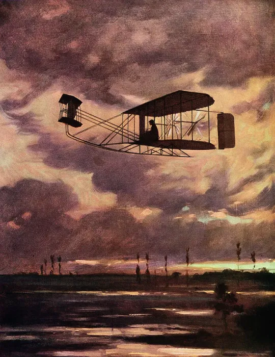 Framed Print : Painting of Wilbur Wright in Flight at Camp d'Auvours by Georges Scott Framed Print : Painting of Wilbur Wright in Flight at Camp d'Auvours by Georges Scott