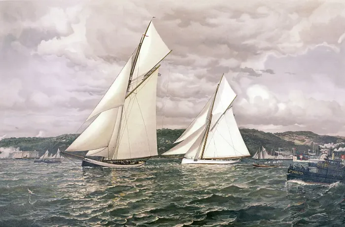 Framed Print : Painting of Yachting Race Framed Print : Painting of Yachting Race