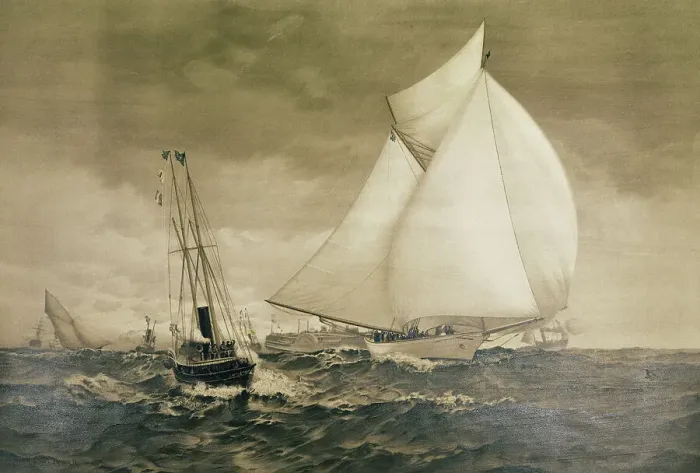 Framed Print : Painting of Yachting Race