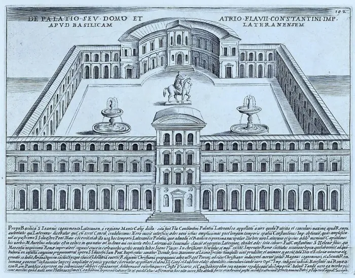 Framed Print : The Palace of Constantine. The palace of the Laterani family came into the hands of Constantine, through his woman Fausta. Constantine gave it to the Church in the time of Miltiades, c Framed Print : The Palace of Constantine. The palace of the Laterani family came into the hands of Constantine, through his woman Fausta. Constantine gave it to the Church in the time of Miltiades, c