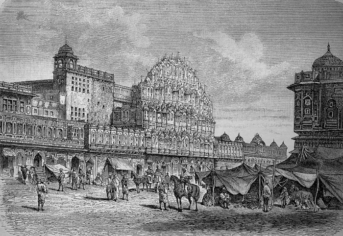 Framed Print : The Palace of the Winds, part of the City Palace in Jaipur, India, in 1880, Historic, digital reproduction of an original 19th century artwork Framed Print : The Palace of the Winds, part of the City Palace in Jaipur, India, in 1880, Historic, digital reproduction of an original 19th century artwork