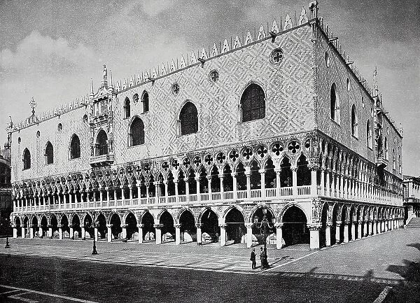 Palazzo Ducale, Doge's Palace in Venice, 1890, Italy, Historic, digitally restored reproduction of an original 19th-century painting