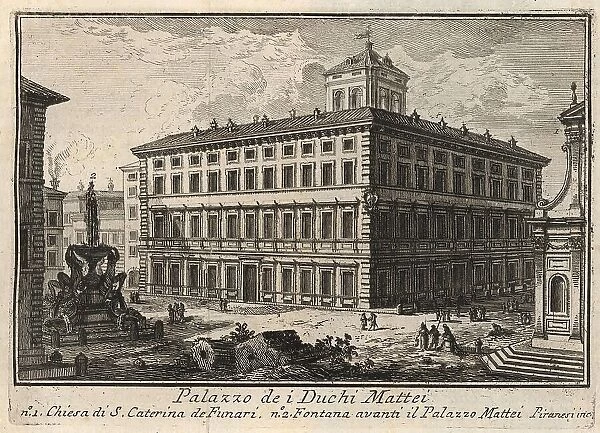 Palazzo de i Duchi Mattei, 1767, Rome, Italy, digital reproduction of an 18th century original, original date unknown