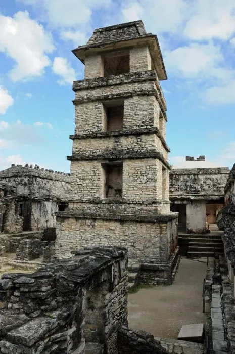 Framed Print : Palenque Maya Observation Tower, Palace Courtyard