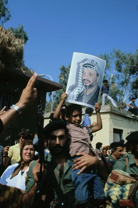 Framed Print : Palestinians Showing Support for PLO Soldiers Framed Print : Palestinians Showing Support for PLO Soldiers