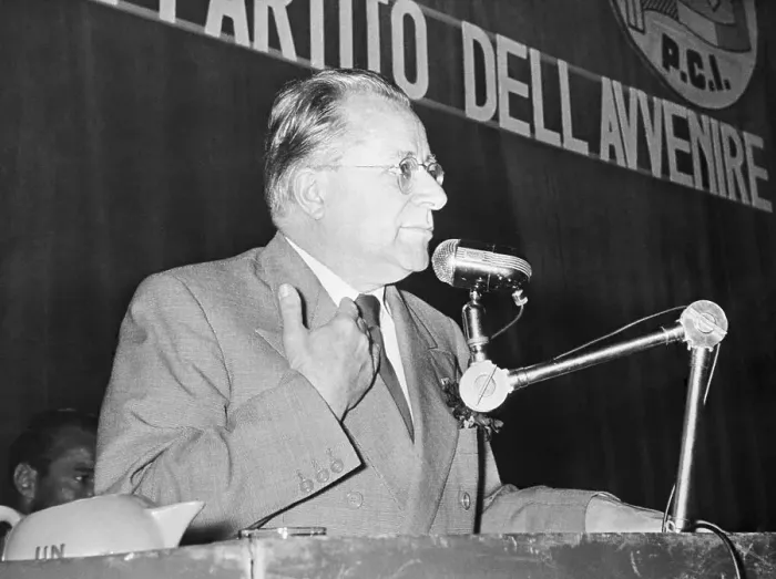 Framed Print : Palmiro Togliatti Making a Campaign Speech