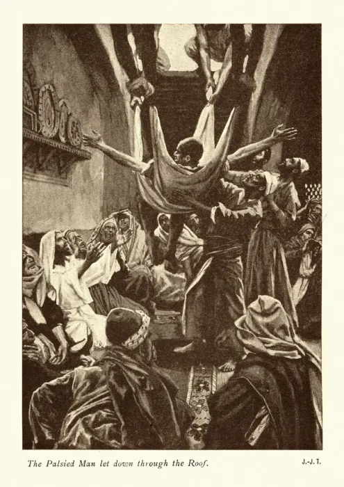 Framed Print : The Palsied man let down through the roof Framed Print : The Palsied man let down through the roof