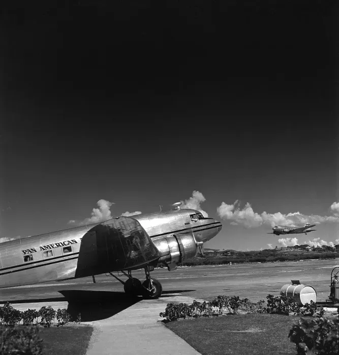 Framed Print : Pan Am. PORT-AU-PRINCE, HAITI - CIRCA 1947: A Pam Am Clipper sits on the Framed Print : Pan Am. PORT-AU-PRINCE, HAITI - CIRCA 1947: A Pam Am Clipper sits on the