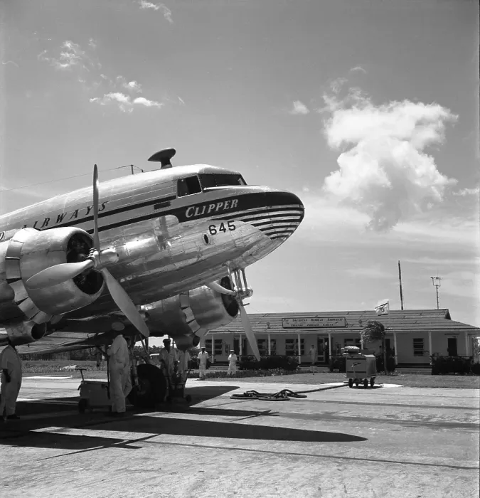 Framed Print : Pan Am. CAYENNE, FRENCH GUIANA - CIRCA 1947: A Pan American Airways clipper Framed Print : Pan Am. CAYENNE, FRENCH GUIANA - CIRCA 1947: A Pan American Airways clipper