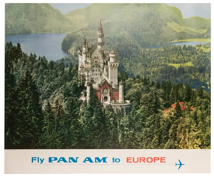 Framed Print : Pan Am Bavarian Castle Poster Framed Print : Pan Am Bavarian Castle Poster