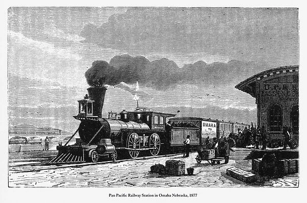 Pan Pacific Railway Station in Omaha Nebraska, 1877