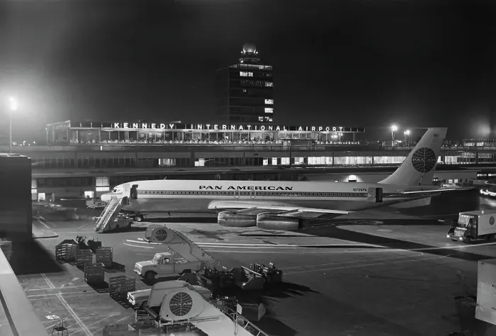 Framed Print : Pan Am Plane Before Terminal At Kennedy
