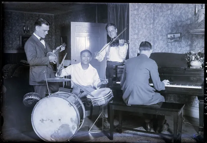 Framed Print : Pancho Villa Playing Drums W / Musicians Framed Print : Pancho Villa Playing Drums W / Musicians