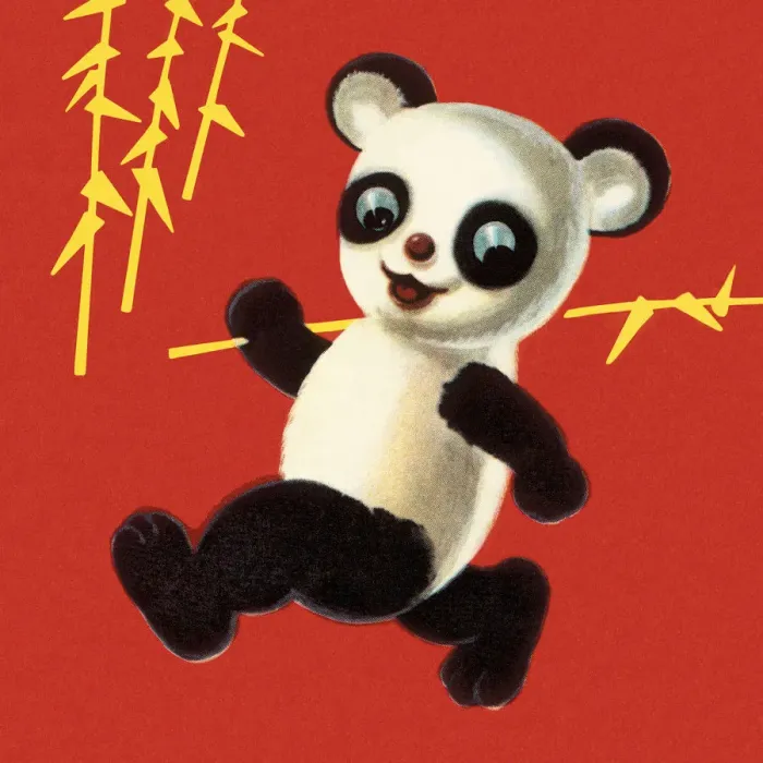 Framed Print : Panda Running With Bamboo