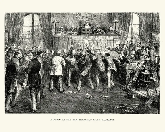Framed Print : Panic at the San Francisco Stock Exchange, 19th Century Framed Print : Panic at the San Francisco Stock Exchange, 19th Century