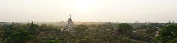 Panorama. Panoramic of the temples of Old Bagan Myanmar 14-March-2012