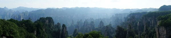 Panorama. Zhangjiajie National Forest Park Stunning stone forest landscape