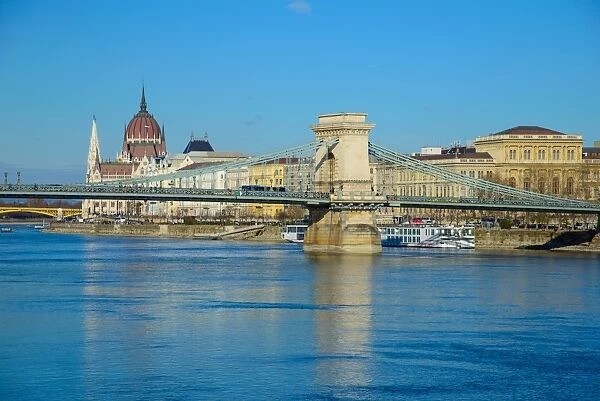 Panorama of Budapest, Hungary, with the Chain Bridge and the Parliament