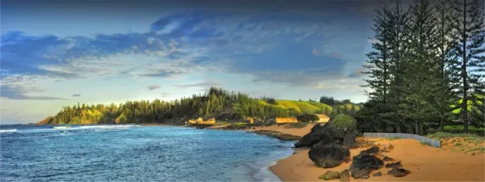 Framed Print : A panorama of the coastline at Slaughter bay, Kingston, Norfolk Island Framed Print : A panorama of the coastline at Slaughter bay, Kingston, Norfolk Island