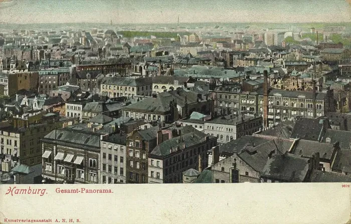 Framed Print : Panorama, Hamburg, Germany, postcard with text, view around 1910, historic, digital reproduction of a historic postcard, public domain, from that time, exact date unknown Framed Print : Panorama, Hamburg, Germany, postcard with text, view around 1910, historic, digital reproduction of a historic postcard, public domain, from that time, exact date unknown