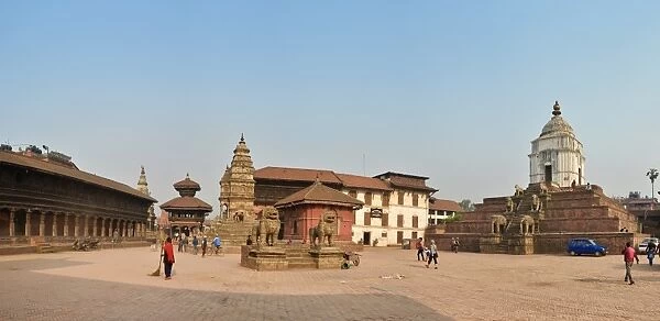 Panorama of historic Bhaktapur Durbar Square