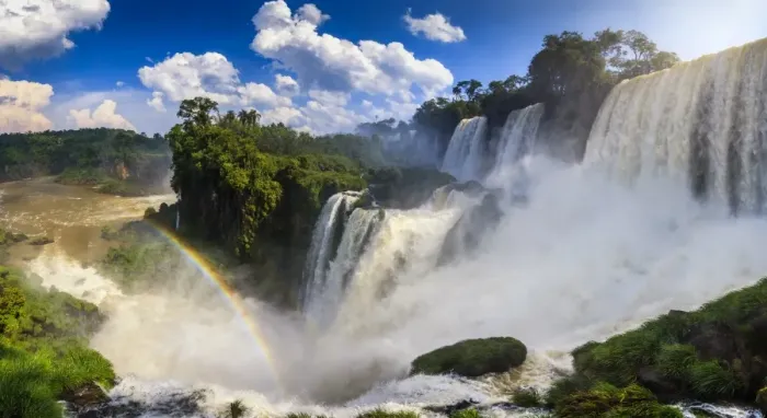 Framed Print : Panorama of the Iguazu waterfalls with rainbow Framed Print : Panorama of the Iguazu waterfalls with rainbow