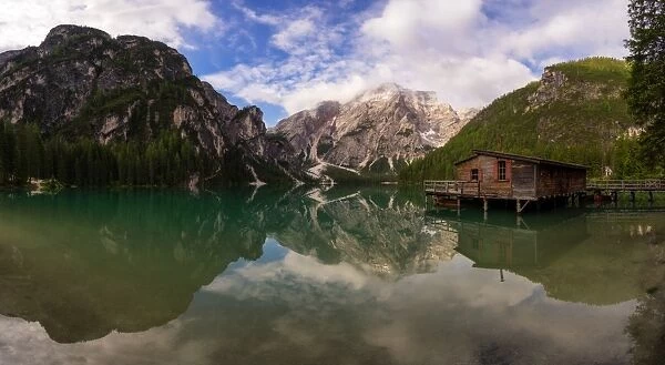 Panorama of Lago di Braies, Italy